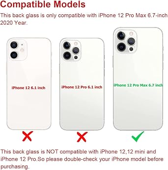 Original Back Glass Replacement for iPhone 12 Pro Max All Carriers with Pre-Installed Adhesive and Repair Tool(Silver)