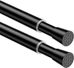 AIZESI Pack of 2 Clamping Rod for Curtains 60-90 cm Black 13 mm, Curtain Rod for Clamping, No Drilling, Easy to Assemble, for Small Windows, Door Frames, Kitchen & Storage