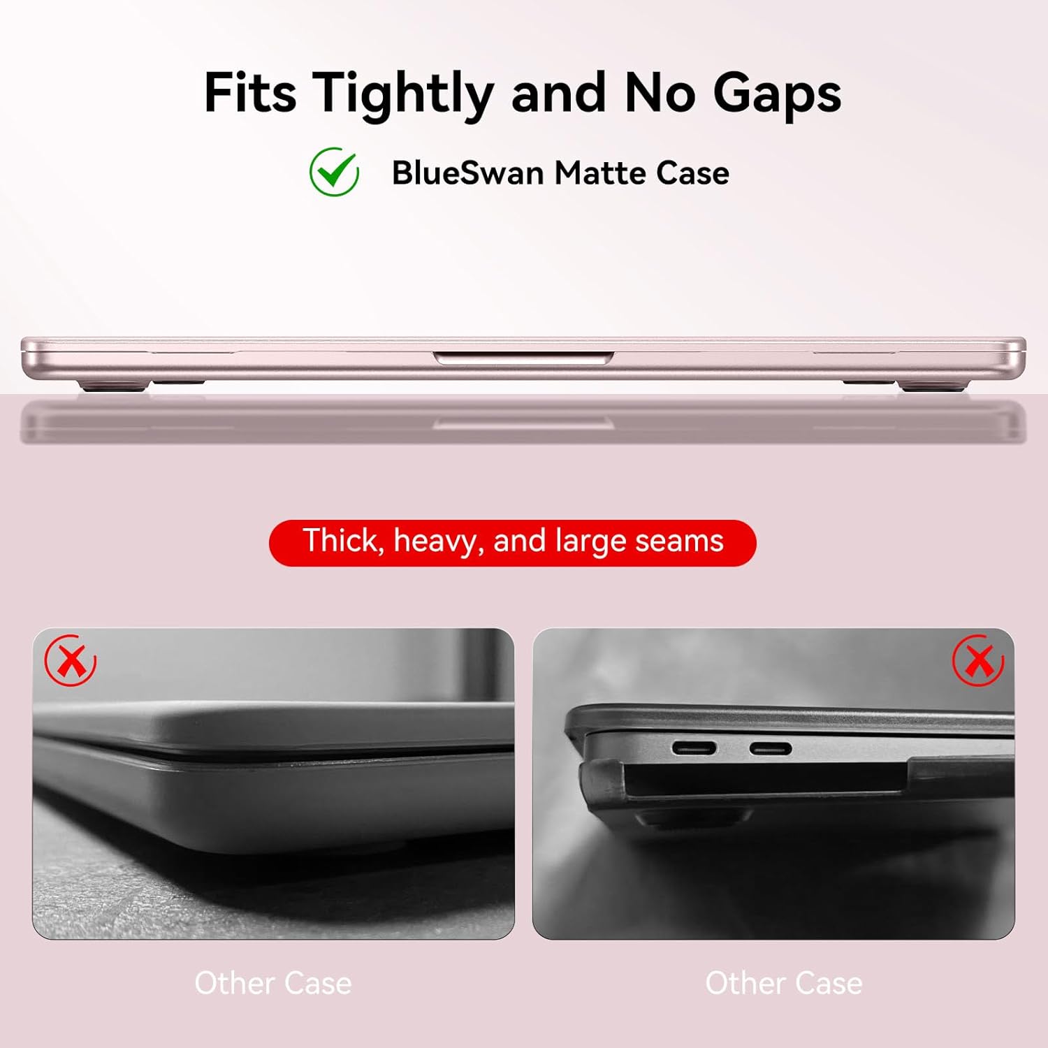 BlueSwan for MacBook Neo 13-inch Case 2026, True-to-Official Color, Precise Fit, Scratch-Resistant Matte Hard Shell Protective Laptop Cover for MacBook Neo with A18 Pro Chip Model A3404, Blush Clear