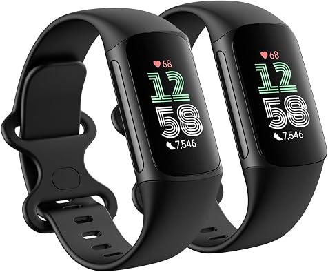 2 Pack Compatible with Fitbit Charge 5 Bands/Fitbit Charge 6 Bands for Women Men, Soft Breathable Sports Adjustable Replacement Wristbands for Women Men