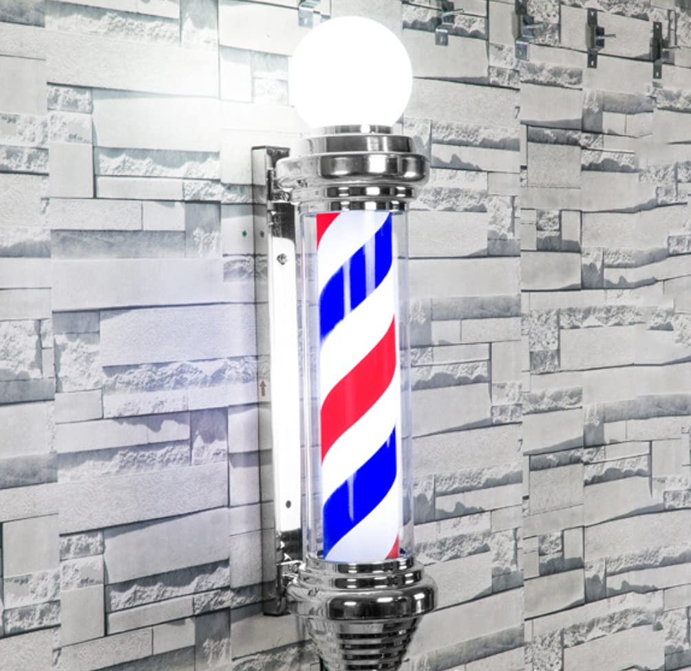 Friseurstangenleuchte, LED Palace Rot Weiß Blau Streifen Rotierende Beleuchtete Lampe Friseursalon Friseurladenschild, wasserdichte Energiespar-Wandleuchte for Den Außenbereich(Black red)