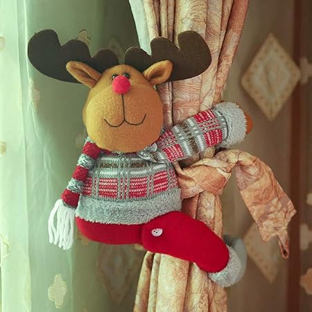 Leoie Christmas Cartoon Doll Shape Curtain Tieback Curtain Buckle Holder Bedroom Hook Fastener Clamp Home Decor Snowman