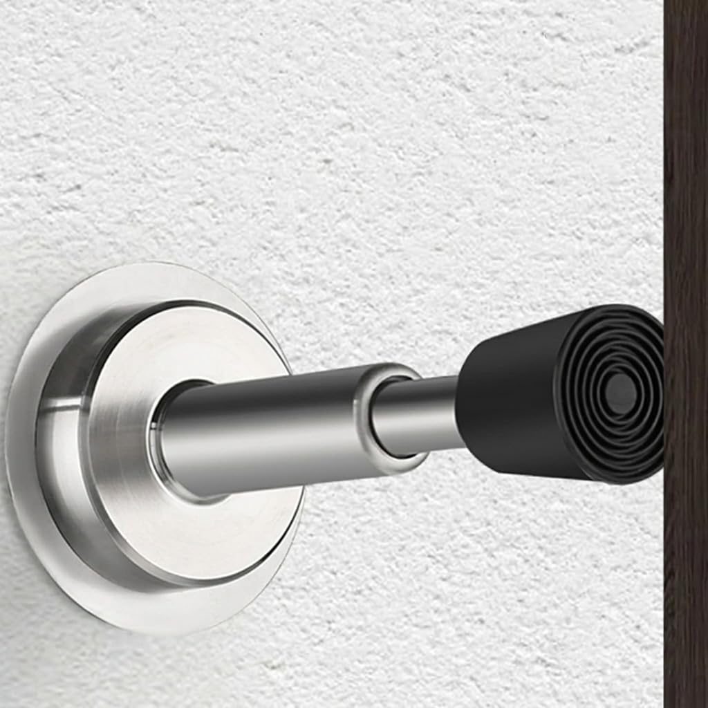 HASTHIP® Stainless Steel Door Stopper, Adjustable Rubber Tip Wall Protector | Adjustable Reach, Helps Protect Walls from Door Impact, Rubber Contact Tip for Home and Office Use-image-15