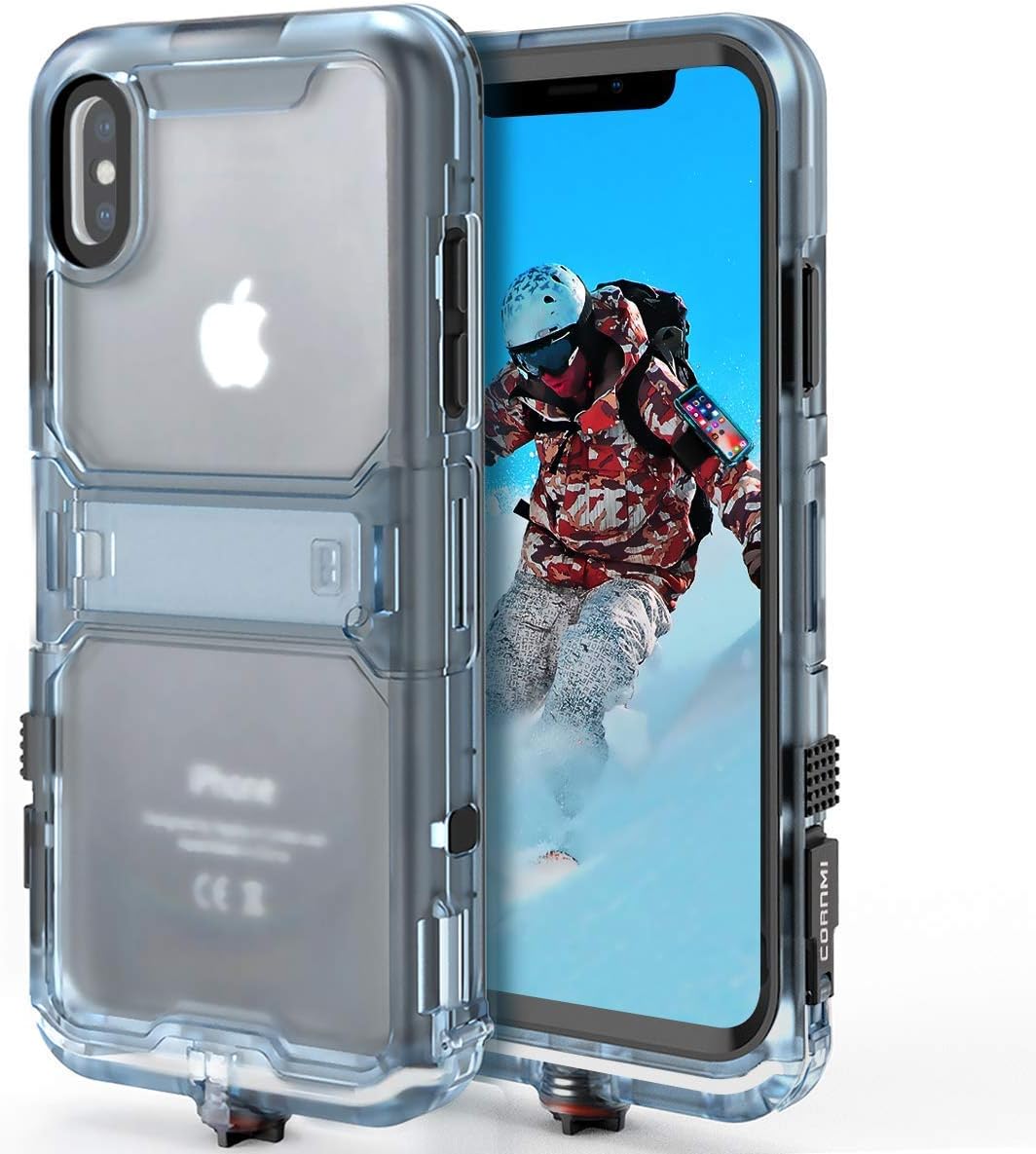 CORNMI Waterproof Case Compatible with iPhone Xs iPhone X Shockproof Case Full Sealed IP68 Certified Waterproof Shockproof Snowproof Protection Underwater Dry Bag Compatible for iPhone X/XS (Black)