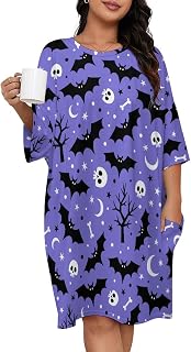 Halloween Nightgown for Women Long Sleeve Pajamas Womens Nightgowns House Dresses Ladies Night Sleep Dress