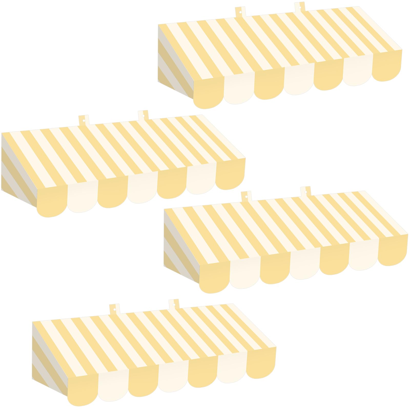 Tallew 4 Pcs 3D Cardboard Awning Wall Decor, Stripe, Yellow Beige