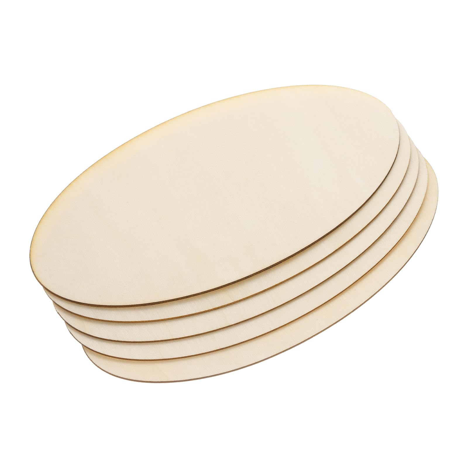 PATIKIL 160x80x2mm Wood Pieces, 5 Pack Unfinished Oval Wood Shapes Blank Wooden Cutouts Ornaments Natural for Christmas Party Craft Project