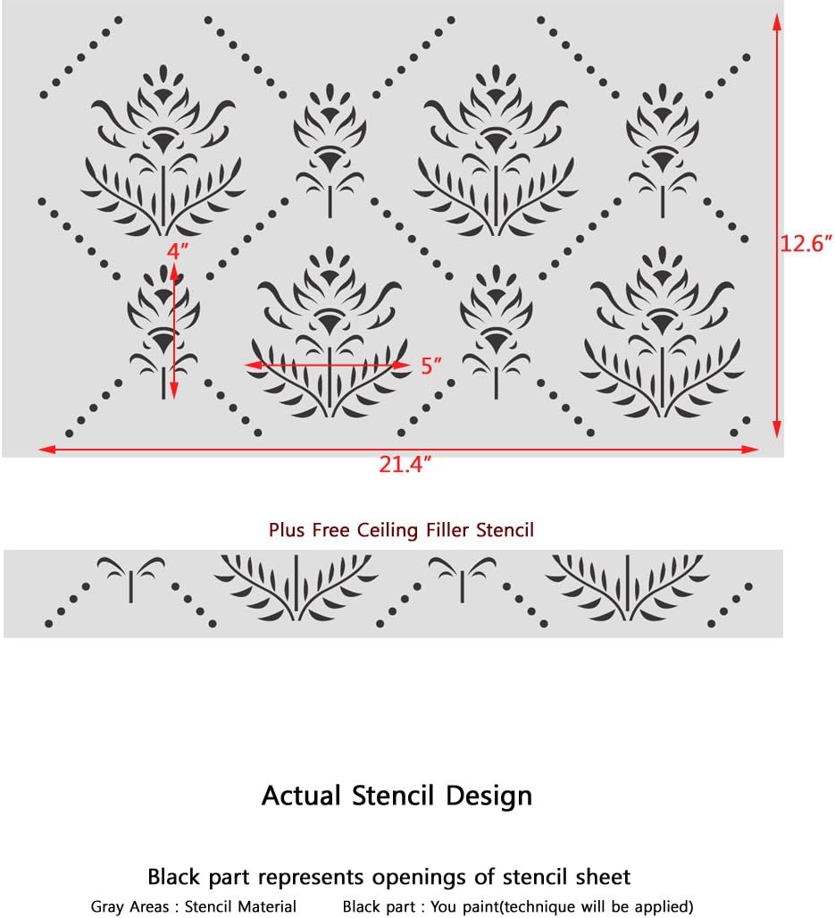 Modern Allover Trellis Wall Damask Stencil Aurora for Wallpaper Look