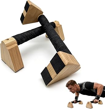 2PCS Wooden Parallettes Bars,Solid Pushup Bars Stands,Fitness Wood Push Up Bars Handles,Solid Wood Parallettes Bars with Non-Slip Mat,Wooden Parallettes for Fitness,Gymnastics,Aerobics,Bodybuilding