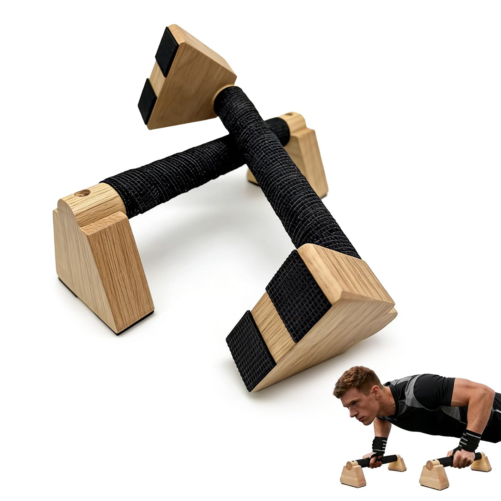 2PCS Wooden Parallettes Bars,Solid Pushup Bars Stands,Fitness Wood Push Up Bars Handles,Solid Wood Parallettes Bars with Non-Slip Mat,Wooden Parallettes for Fitness,Gymnastics,Aerobics,Bodybuilding