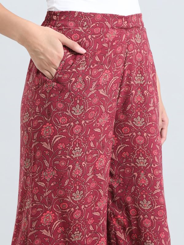 Image of GO COLORS Soft Viscose Printed Palazzo Full Length for Women| Breathable, Mid Rise