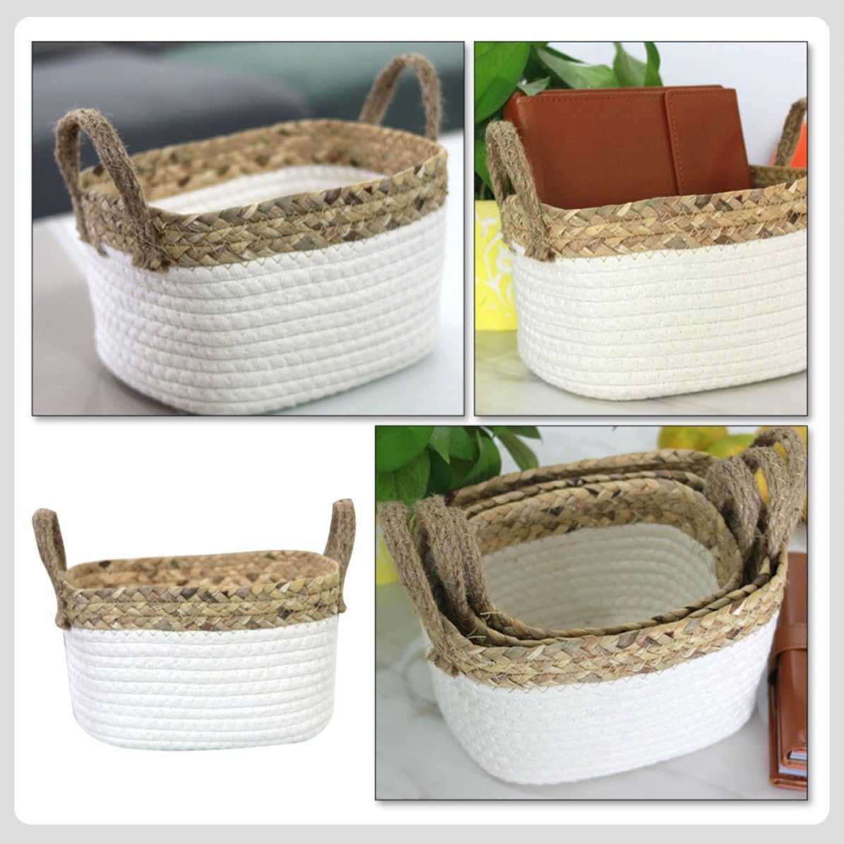 Cotton Rope Storage Basket Xmas with Handles for Clothing Toys
