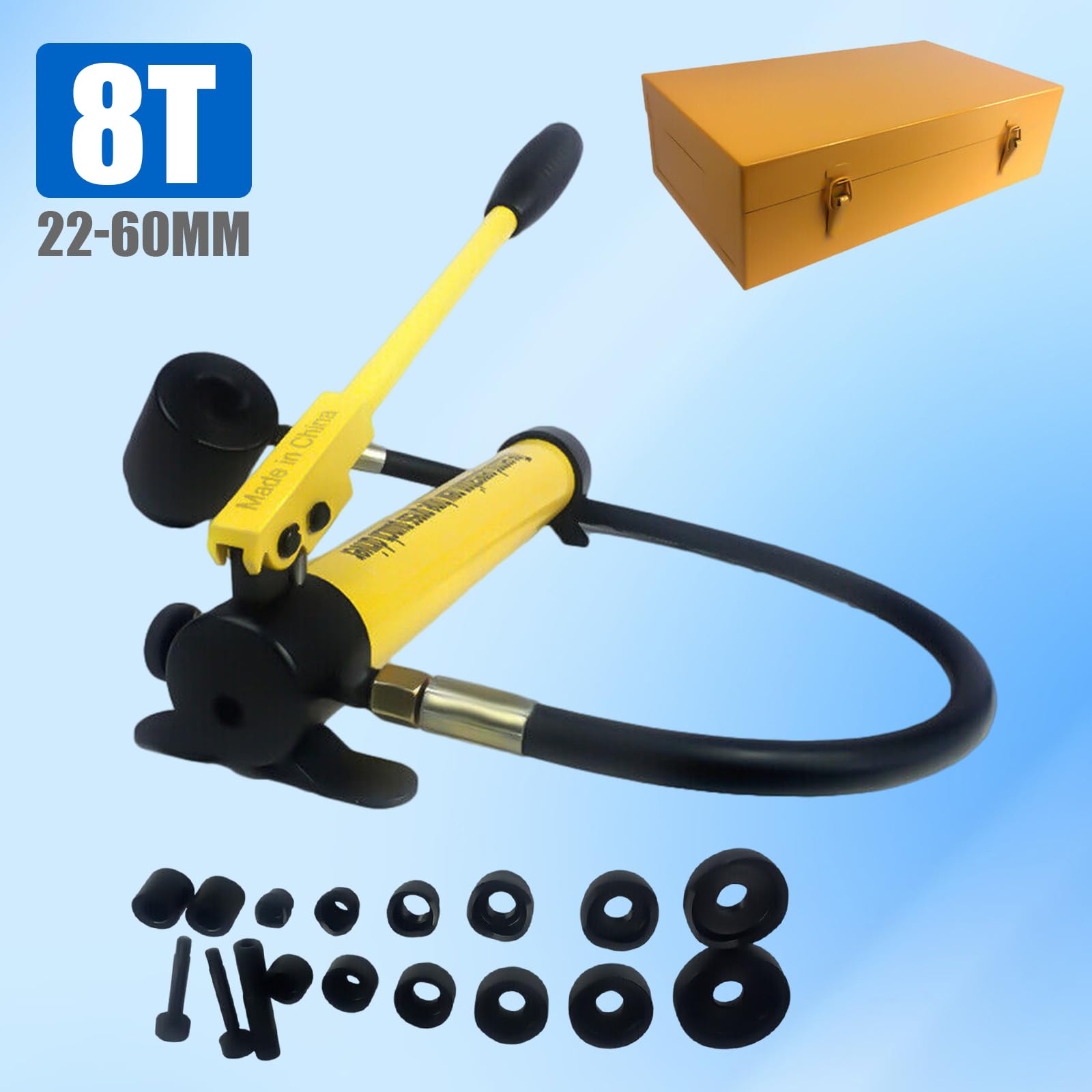 Set di perforatori per lamiera, idraulici a mano, per foratura, pompa idraulica, 22-60 mm, adatti per molti materiali come alluminio acciaio e plastica