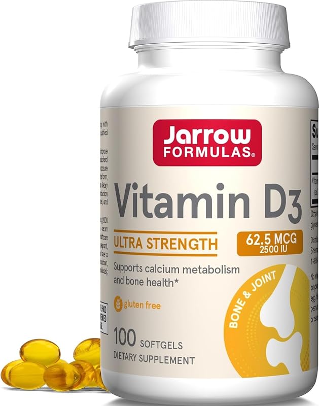 Jarrow Vitamin D3 Supplements 62.5 mcg (2,500 IU), 100 Softgels | Vitamin D Supplement For Bone Health, Immune Support & Calcium Metabolism Support, Gluten Free, D3 Vitamins, 100 Servings