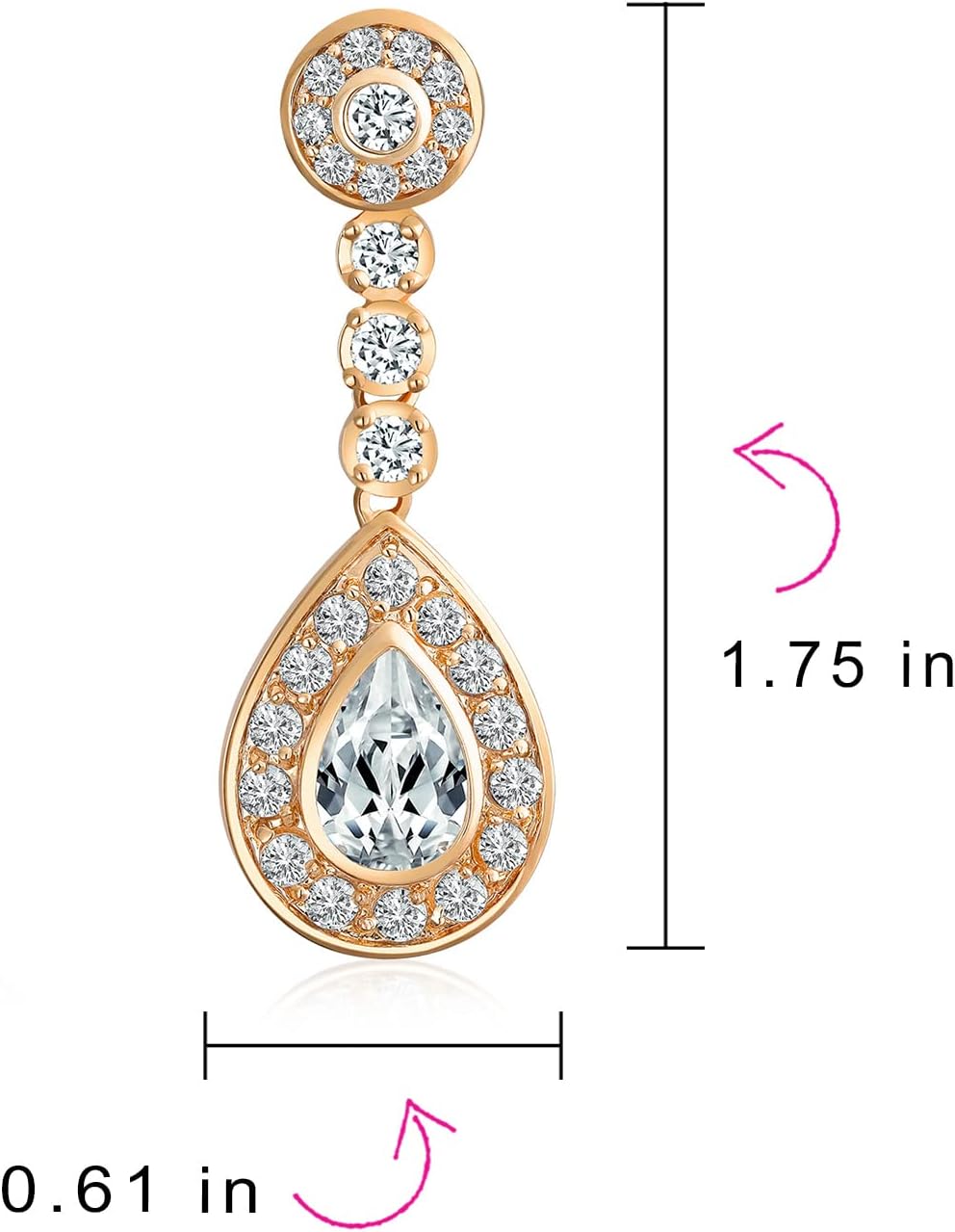 Statement Teardrop Cubic Zirconia AAA CZ Dangle Chandelier Screw Clip On Earrings For Women Silver Plated More Colors