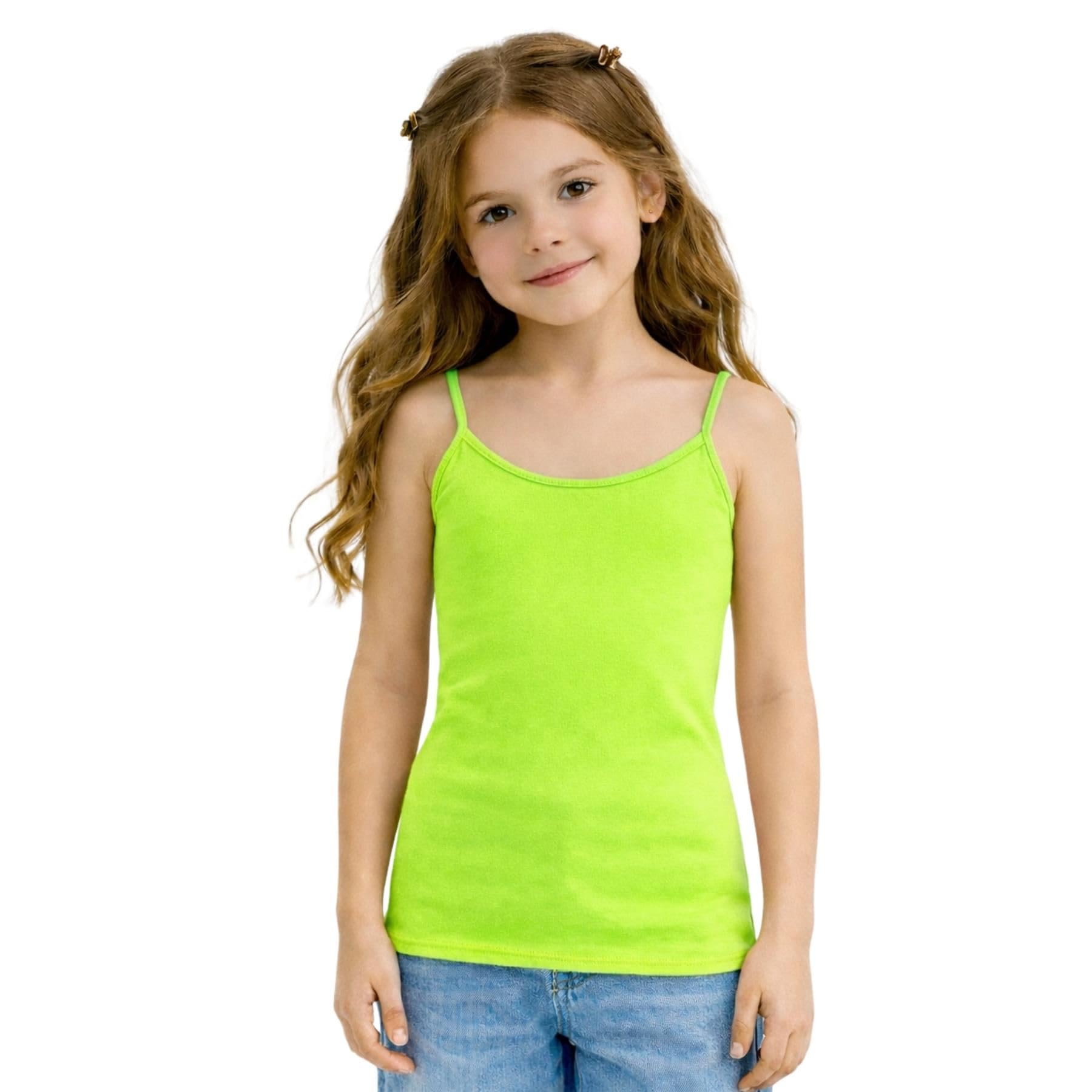 janisramone® Paquete de 4 camisetas sin mangas con tirantes delgados para niñas, chalecos de verano sin mangas, capa base ligera, camisetas de verano para niños, camisola lisa con tirantes delgados