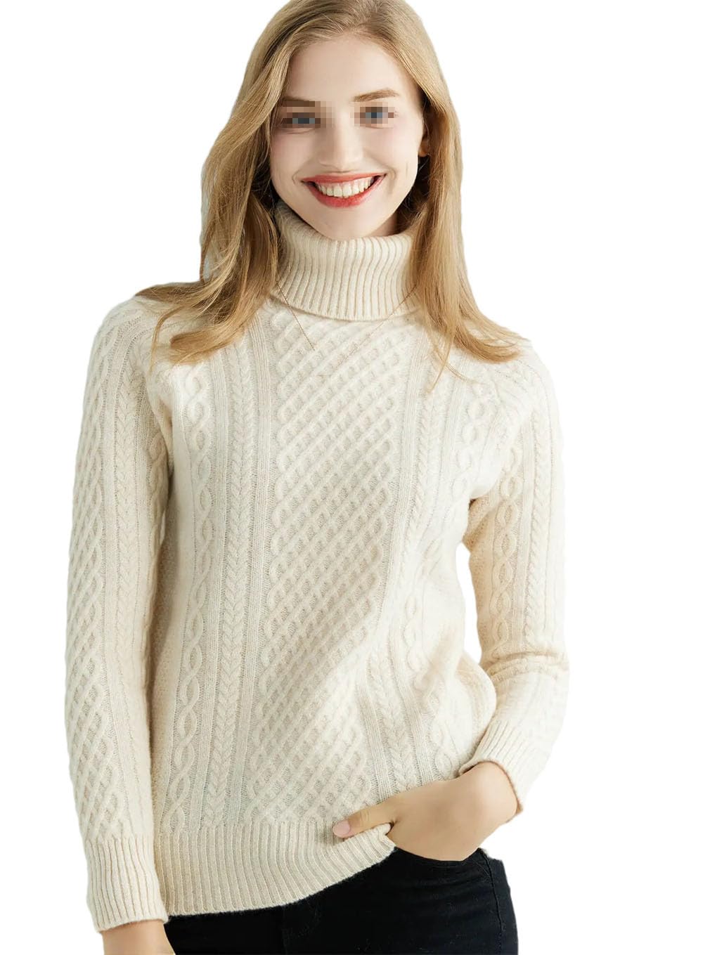 keusyoi Frauen Strickpullover 100% Merino Wolle Rollkragen Langarm Pullover Winter Herbst Pullover Top Weibliche Pullover