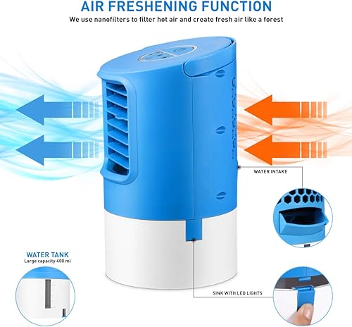 Miniatura 5 de VOSAREA Ventilador de aire acondicionado, fácil de usar, ventilador de refrigeración de escritorio portátil personal para el hogar, sala de estar,