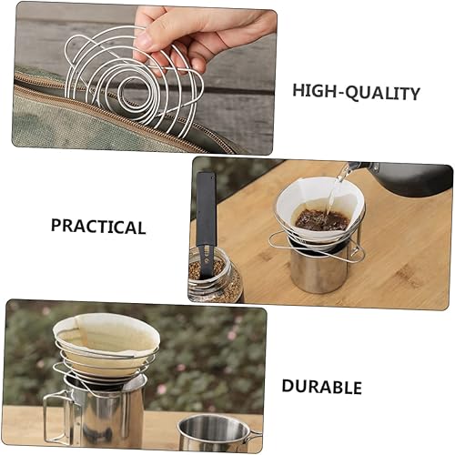 Miniatura 8 de INOOMP 2 piezas de filtro para senderismo en casa, plegable lento para marco de taza útil, accesorios de té manuales de viaje, soporte de resorte