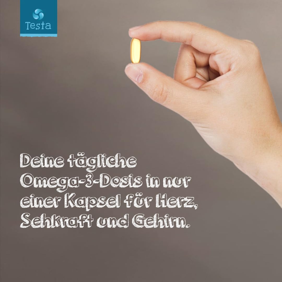 Omega 3 Vegan Algenöl – Hochdosiert 300mg DHA + 150mg EPA pro Kapsel - Nur 1 Kapsel pro Tag - Pflanzliches Omega 3 aus Algenöl - 60 Kapseln