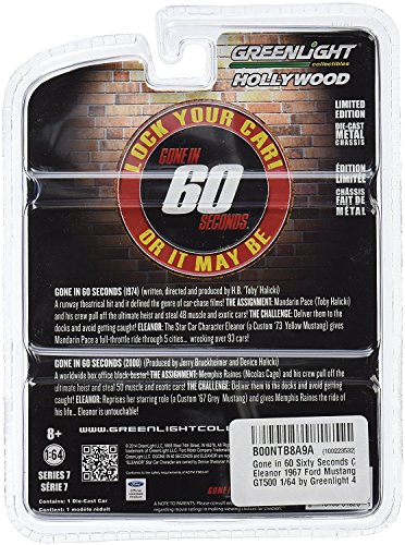 Greenlight 44742 Gone in 60 Sixty Seconds (2000) “Eleanor” 1967 Ford Mustang Shelby GT500 1/64 Scale