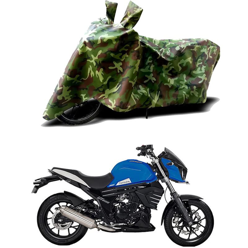 Image of 100% Water Resistant Bike Scooty Two Wheeler Body Cover Compatible for Mahindra Mojo UT 300 BS6 /UV-Rays /Heat Protection /Birds Dropping /Scratchproof /Dust Proof /Waterproof /All [Green MJ]
