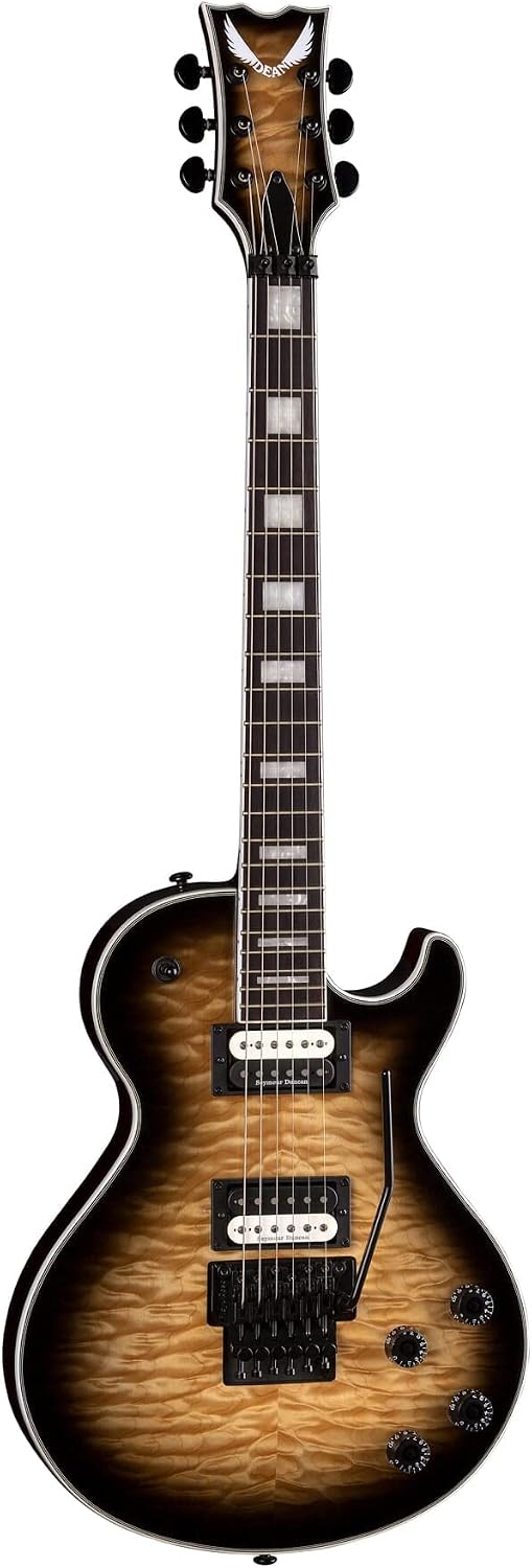 Amazon.com: Dean Guitars TB Select Floyd QM - Natural Black Burst ...