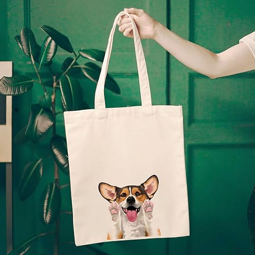 Vista 82 de WIRESTER Bolsa de lona reutilizable para mujeres y niñas, bolsa de compras de comestibles, bolsa de hombro, bolsa de viaje, animal de perro y gato