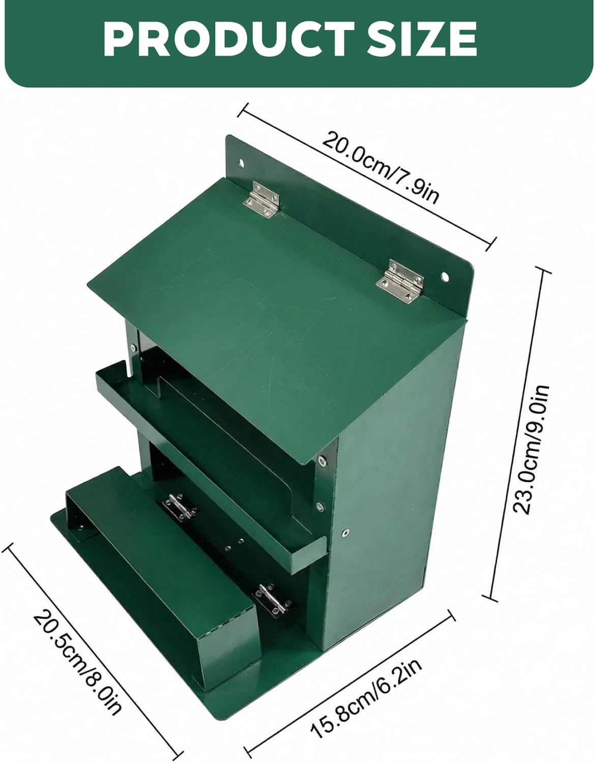 Squirrel Feeder, 9×8×6 inch Metal Squirrel House with Clear Window & Stand, Foldable Heavy Duty Box for Corn, Nut, Peanut, Outside
