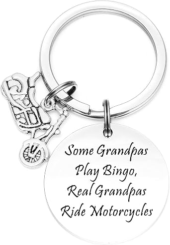 HUTIMY Motorcycle Grandpa Gifts Keychain For Grandfather Men Motor Cycle Key Chain Rider Granddad Jewelry For Biker Grandpa Keychain