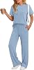 LILLUSORY 2 Piece Lounge Sets for Women Summer Vacation Outfits Fall Pajamas 2025 Matching Ribbed Casual Wide Leg Pants Sets