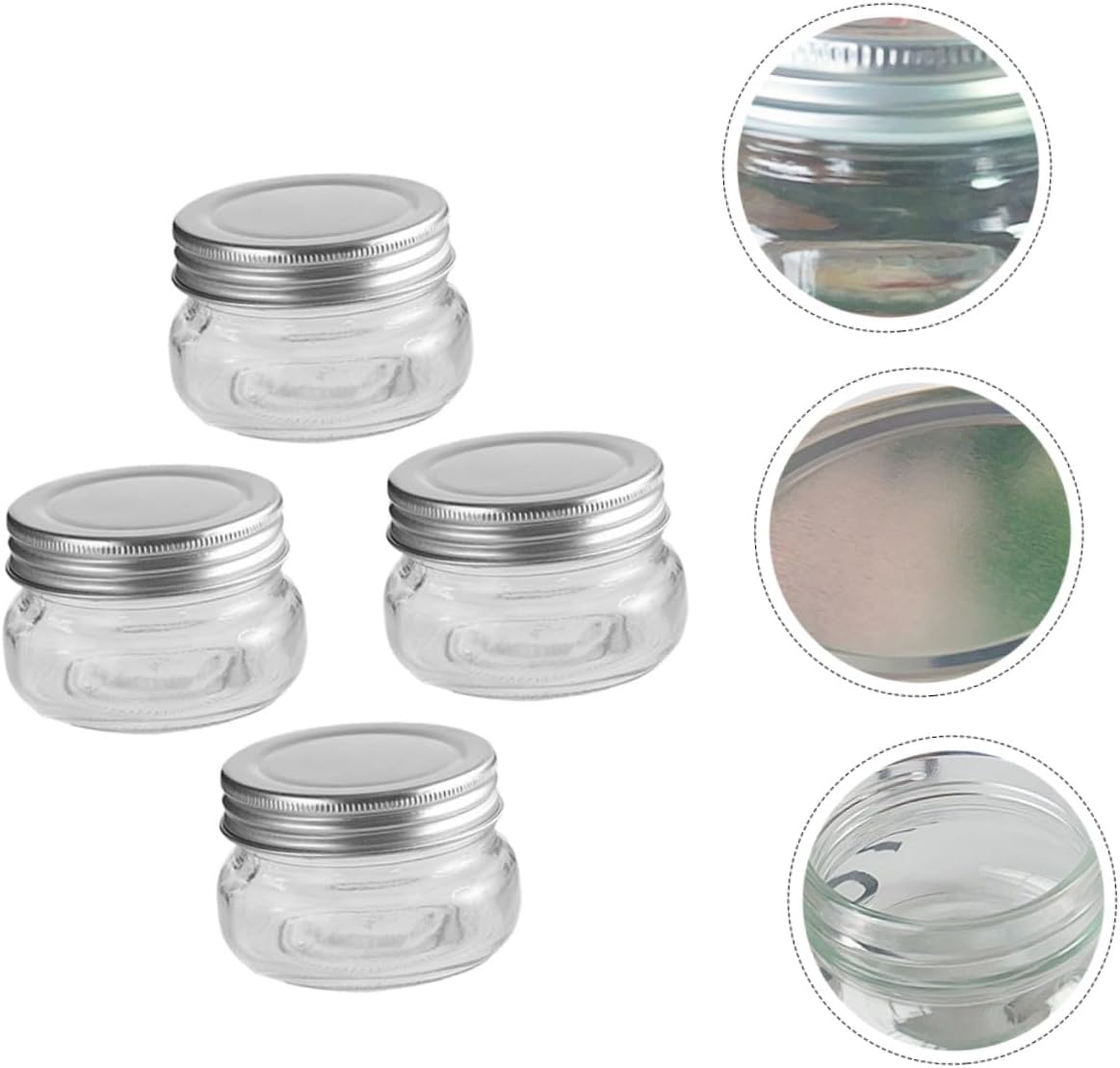 4pcs 150ml round Candy Jars with Aluminum Screw Lids Compact Glass Containers for Christmas and DIY Candy Storage Small Bottles for Chocolate and Party Favors