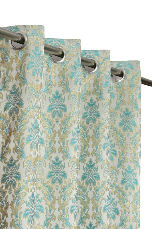 RED RIBBON DECOR Heavy Jacquard Fabric Luxury Design Dmass Design Room Darkening Curtains for Long Door 9 Feet, Aqua, Pack of 2 Pieces (B0CRB3R6TK) Amazon Price History, Amazon Price Tracker