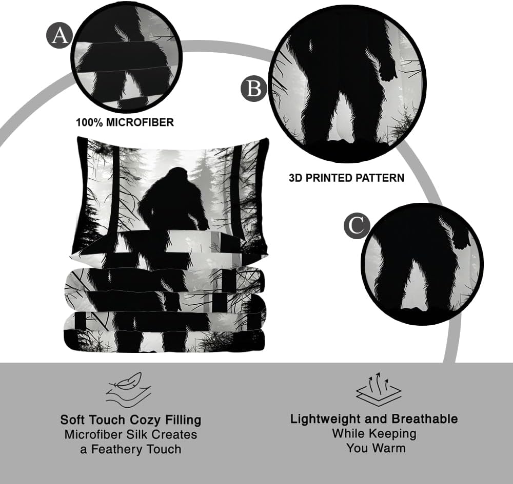 Bigfoot Bedding Set - Full Size, Queen Comforter Set, Duvet Cover, Quilt Set for Bigfoot Lovers