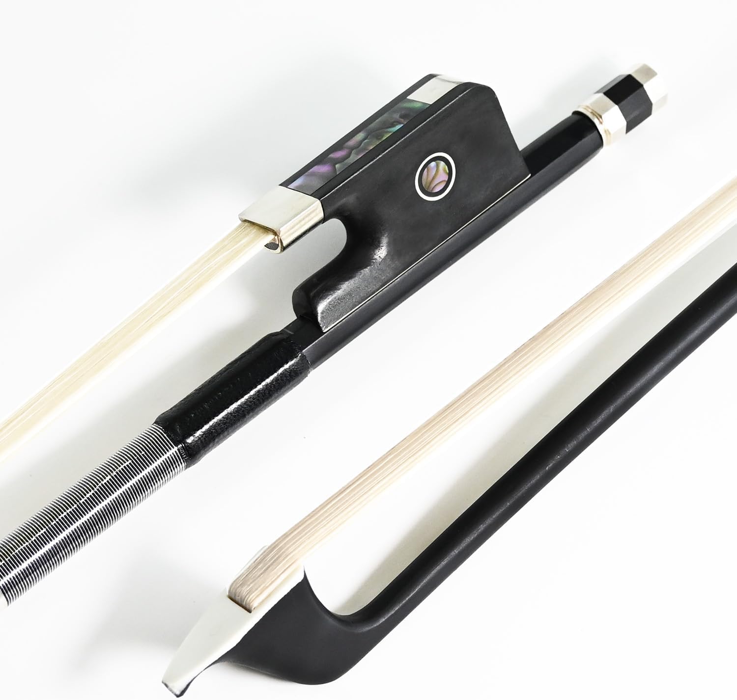 Carbon Fiber Cello Bow 3/4 Size 100C Advanced Level Parisian Eyes Ebony Frog Natural Real White Horse Hair Pernambuco Performance Warm Clear Tone