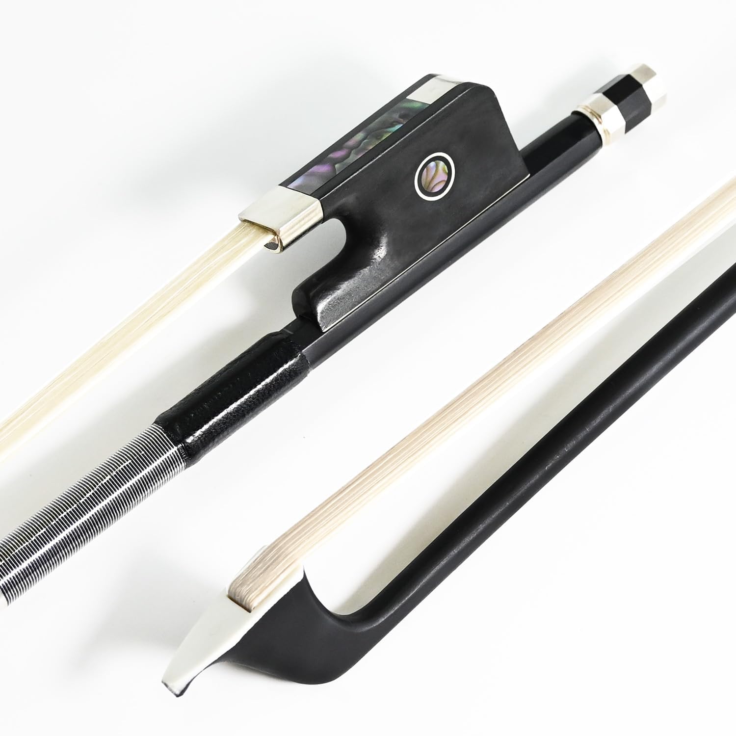 Carbon Fiber Cello Bow 3/4 Size VINGOBOW 100C Advanced Level Parisian Eyes Ebony Frog Natural Real White Horse Hair Pernambuco Performance Warm Clear Tone