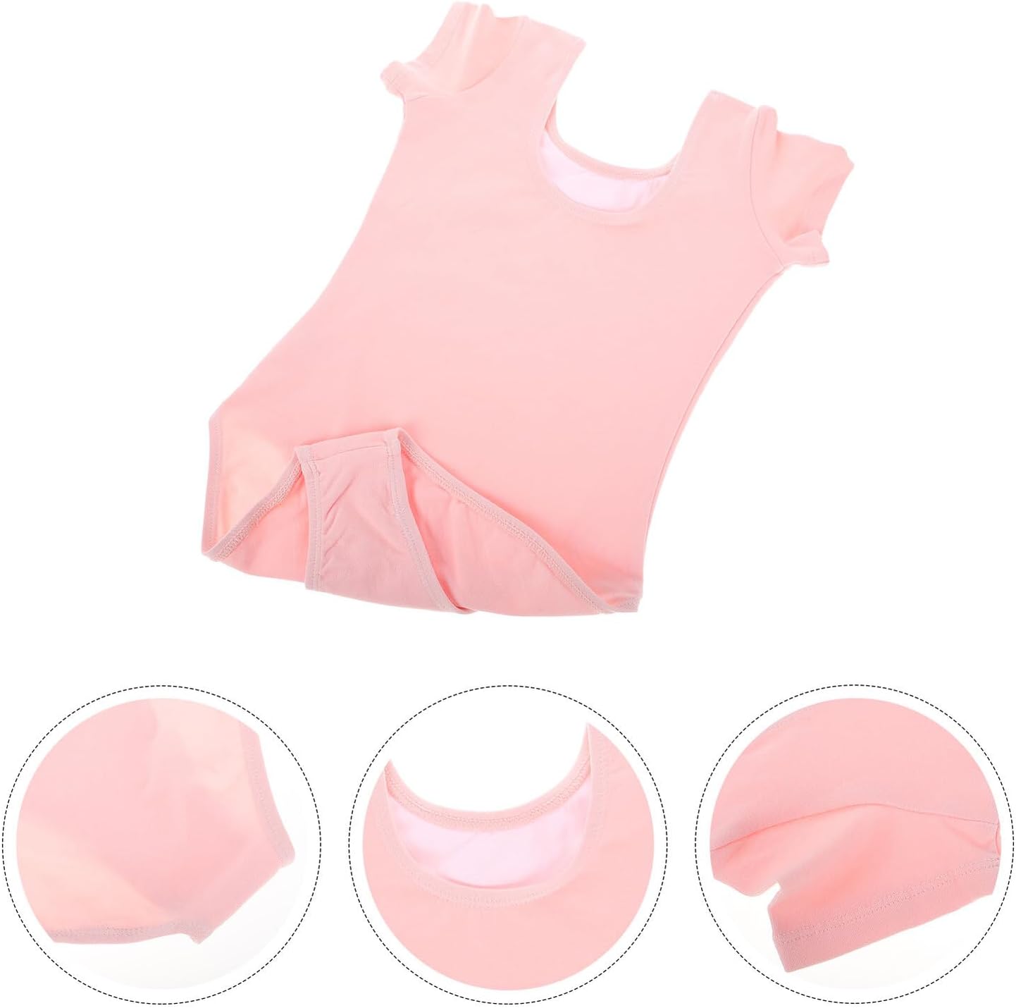 Ballet Leotard Short Sleeve Dance Bodysuit with Cotton Lining Pink Size 120 Professional Gymnastics Training Outfit
