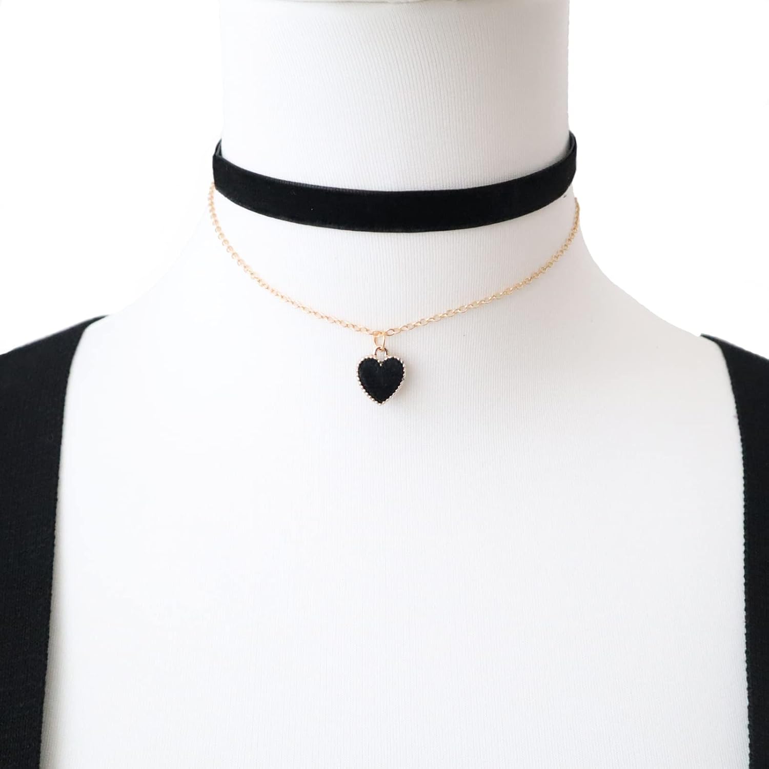 2PCS Heart Choker Necklace Classic Collar Necklaces for Women and Girls Velvet Black Chocker Necklace - Image 4