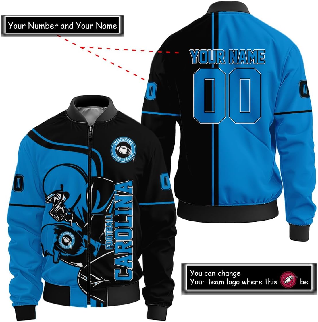 Men Personalized Name Number Varsity Jacket Custom Football Players Coach Fan Lightweight Windbreaker Coat