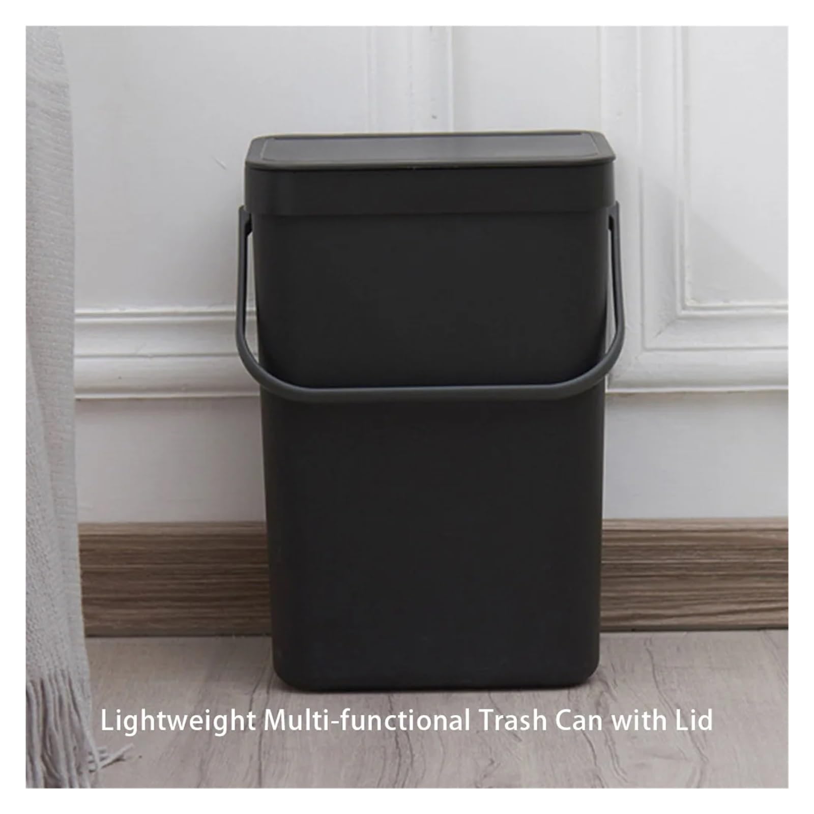 MIUYTRN Wand Hängen Mülleimer Küche Deckel Abfall Bin Breite Öffnung Wc 3L Müll Eimer Haushalt Reinigung Werkzeuge cuicui(Black)