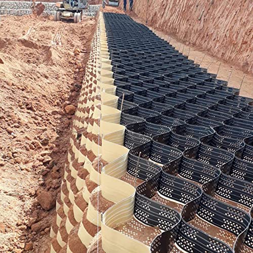 LZMZMQ Stabilization Gravel Geocells Grid for Keystone Wall/Retaining Walls, Erosion Control/Mud Control, 8000 LBS Heavy Load Resistance Ground Geo Cell Grids Flexibility Folding