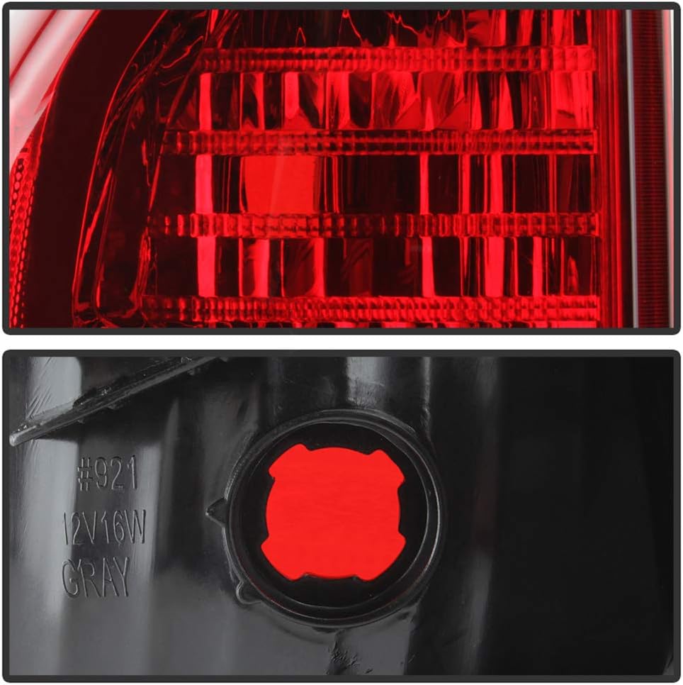 ACANII - For 2014-2021 Toyota Tundra Pickup Truck Red Clear Tail Lights Rear Brake Lamps Replacement Pair Set Left+Right
