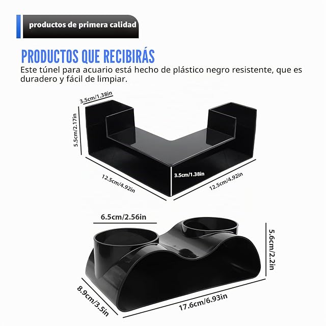 Foto 2 de 7 de GOEDCH 2 piezas túneles para peces de acuario: plástico, cueva de acuario, túnel de acuario