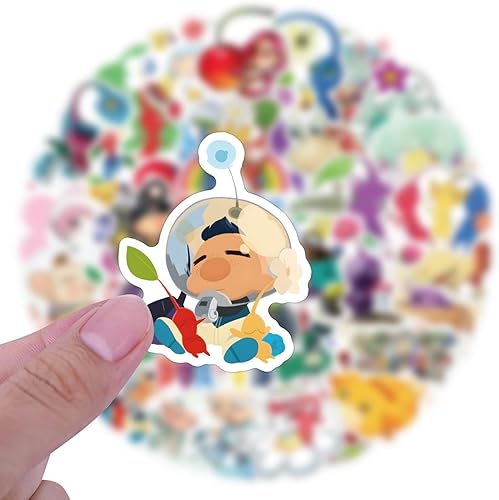 Miniatura 3 de 50 calcomanías Pikmin para diario de niños, lindas calcomanías estéticas de dibujos animados, juego de anime, calcomanías impermeables para