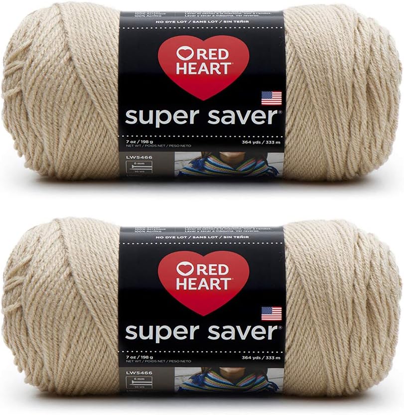 Bulk Buy: Red Heart Super Saver (2-Pack) (Buff, 7 oz Each Skein)