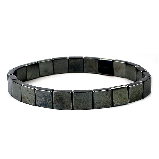 Reiki Crystal Products Unisex Adult Natural Hematite Reiki Healing and Crystal Healing Stone Bracelet (Silver and Grey)