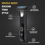 Manscape 3-in-1 Body Trimmer for Men, Groin, Pubic & Ball Hair Shaver No-Nick, Nose Hair Trimmer, Body Groomer for Smooth Shaving, Lightweight with Travel Lock, LED Display, IPX7 Waterproof, Gift Men
