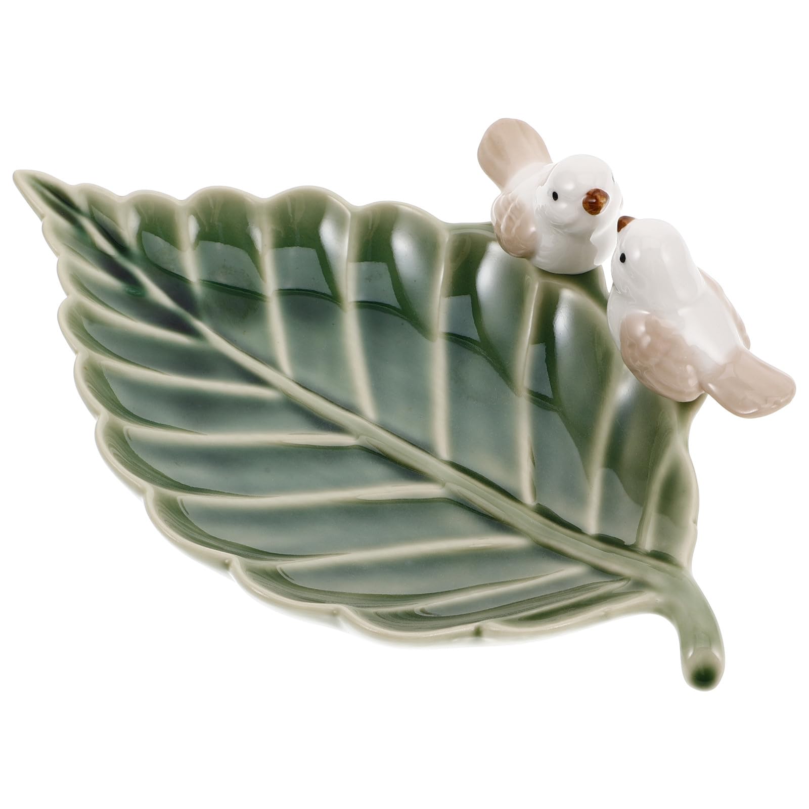 Porte-bagues créatif en porcelaine verte pour un rangement de bijoux esthétique