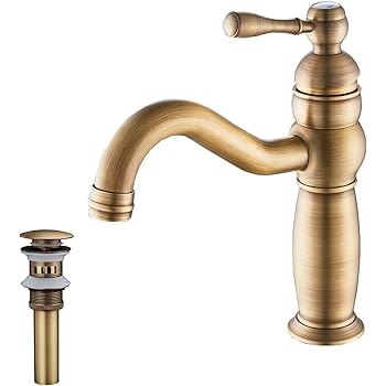 Ezanda Brass Single Handle Bathroom Faucet With Pop Up Sink Drain Assembly Faucet Supply Lines Brushed Gold 1431108 Amazon Com