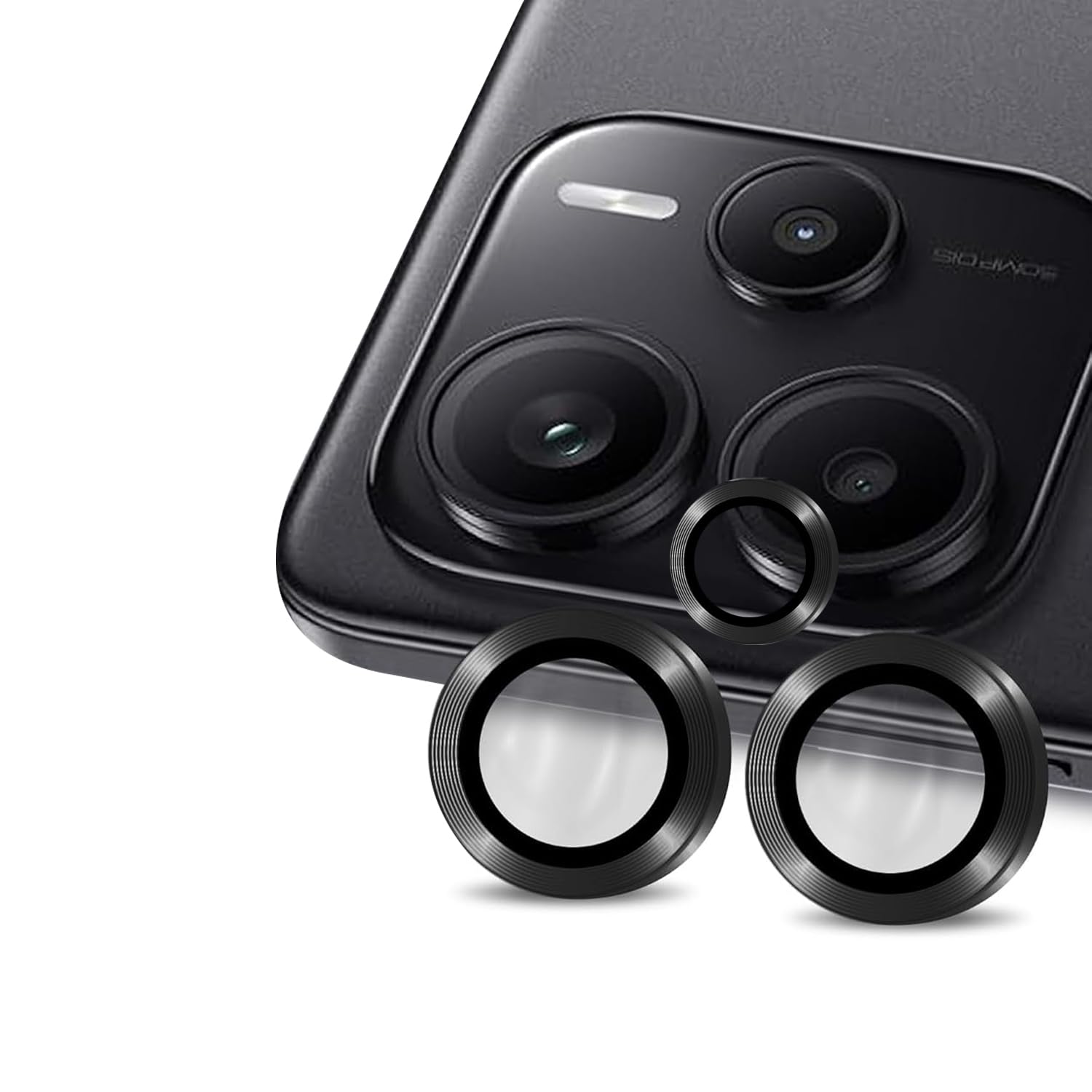 LIRAMARK Camera Glass Lens Protector Ring for Redmi Note 14 Case Friendly with Edge to Edge Coverage and Easy Installation (Black)-image-35
